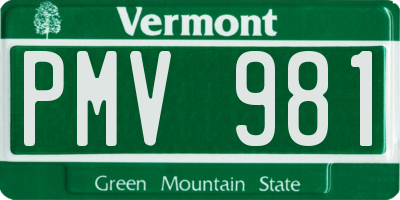 VT license plate PMV981