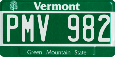 VT license plate PMV982