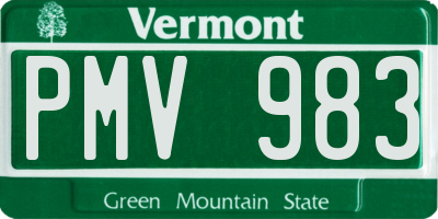 VT license plate PMV983
