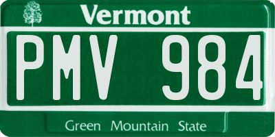 VT license plate PMV984