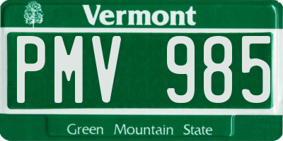 VT license plate PMV985