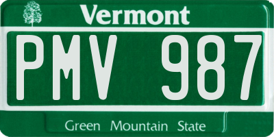 VT license plate PMV987