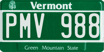 VT license plate PMV988