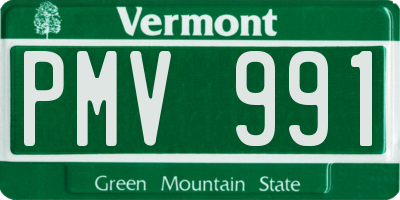 VT license plate PMV991