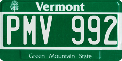 VT license plate PMV992
