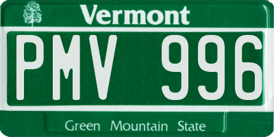 VT license plate PMV996