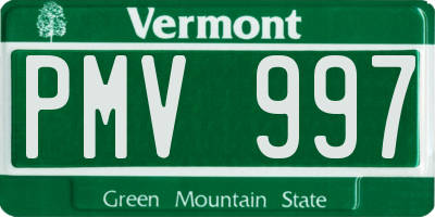VT license plate PMV997