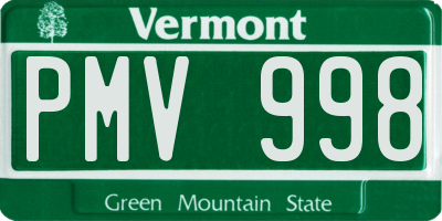 VT license plate PMV998