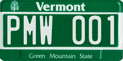 VT license plate PMW001