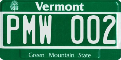 VT license plate PMW002