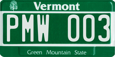 VT license plate PMW003