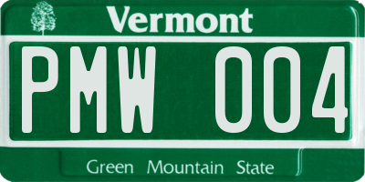 VT license plate PMW004