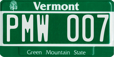VT license plate PMW007