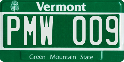 VT license plate PMW009
