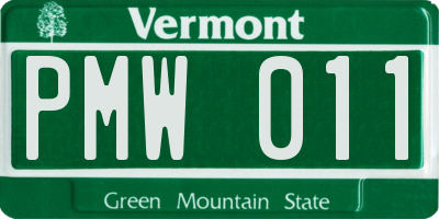 VT license plate PMW011