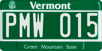 VT license plate PMW015
