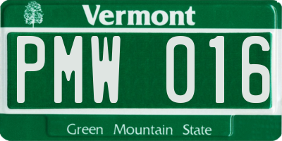 VT license plate PMW016