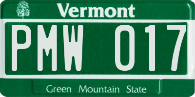 VT license plate PMW017
