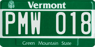 VT license plate PMW018