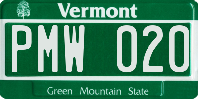VT license plate PMW020