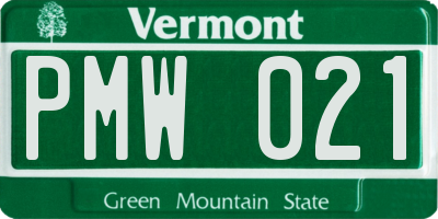 VT license plate PMW021
