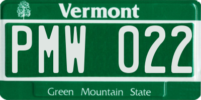 VT license plate PMW022