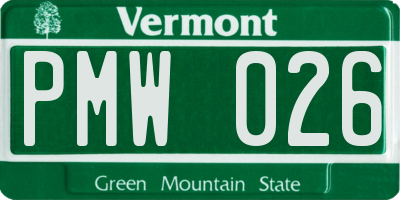 VT license plate PMW026