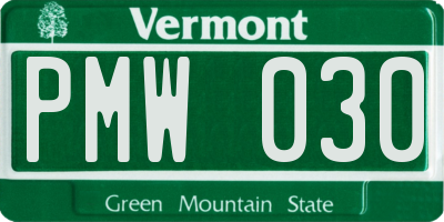 VT license plate PMW030