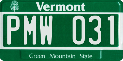 VT license plate PMW031