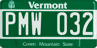 VT license plate PMW032