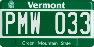 VT license plate PMW033