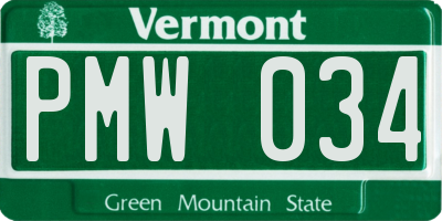 VT license plate PMW034