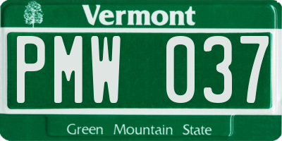 VT license plate PMW037