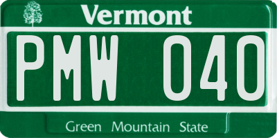 VT license plate PMW040