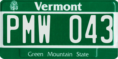 VT license plate PMW043