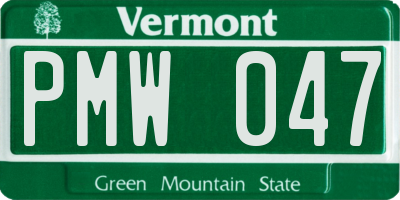 VT license plate PMW047
