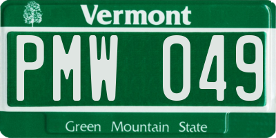 VT license plate PMW049