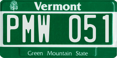 VT license plate PMW051