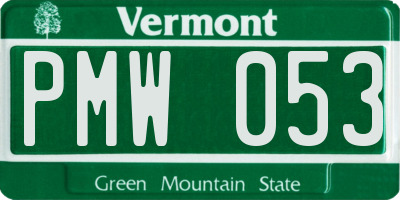 VT license plate PMW053