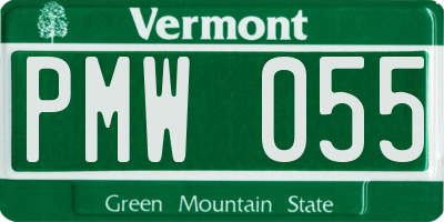 VT license plate PMW055