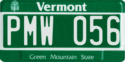 VT license plate PMW056