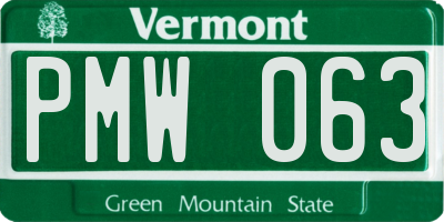 VT license plate PMW063