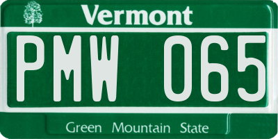 VT license plate PMW065