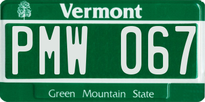 VT license plate PMW067