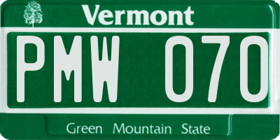 VT license plate PMW070
