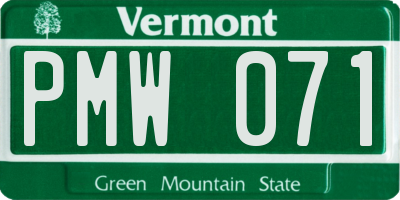 VT license plate PMW071