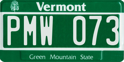 VT license plate PMW073