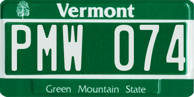 VT license plate PMW074