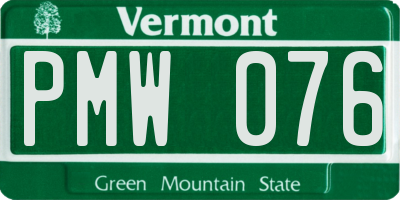 VT license plate PMW076