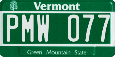 VT license plate PMW077